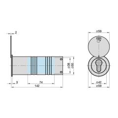 Caja fuerte tubular con tapa protectora - L142 mm, Ø50 mm