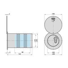 Caja fuerte tubular con tapa protectora - L142 mm, Ø80 mm